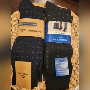 Dockers Men's Black and Blue Dress Socks with Subtle Pattern, 2 3-Packs